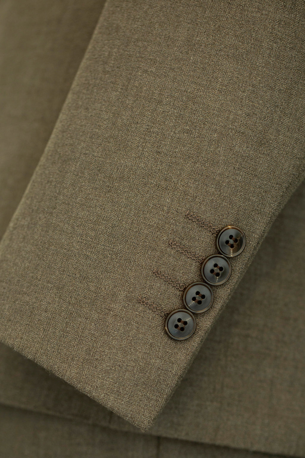 Taupe Wool Double Breasted 3 Piece Tailored Wedding Suit For Groom And Groomsmen