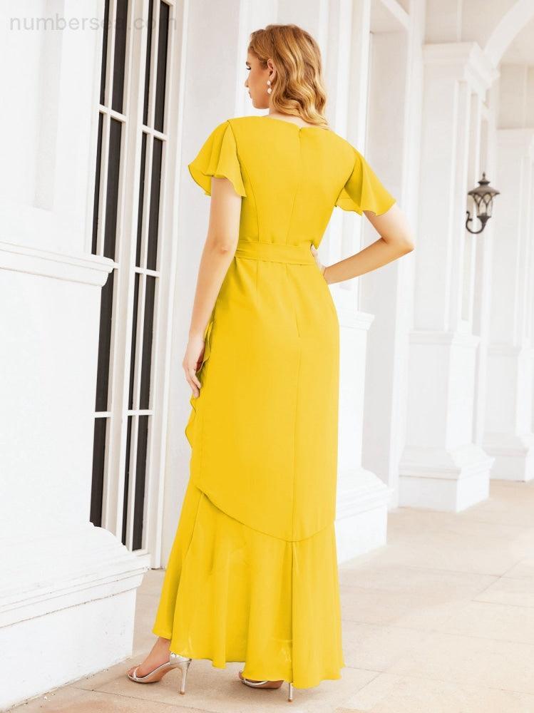 Ruffled Bridesmaid Dresses Mermaid Formal Violin Evening Party Prom Gowns 28042