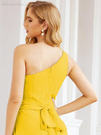 One Shoulder Bridesmaid Dresses Long Formal Prom Gowns 28048