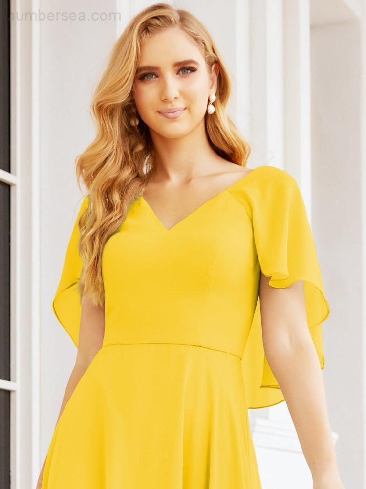 Bridesmaid Dresses for Wedding Formal Evening Party Prom Gown with Cape 28050