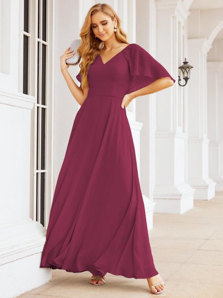 Bridesmaid Dresses for Wedding Formal Evening Party Prom Gown with Cape 28050