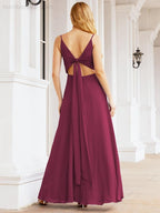 Spaghetti Strap Bridesmaid Dresses V Neck Butterfly Back Fromal Evening Party Prom Gown 28036