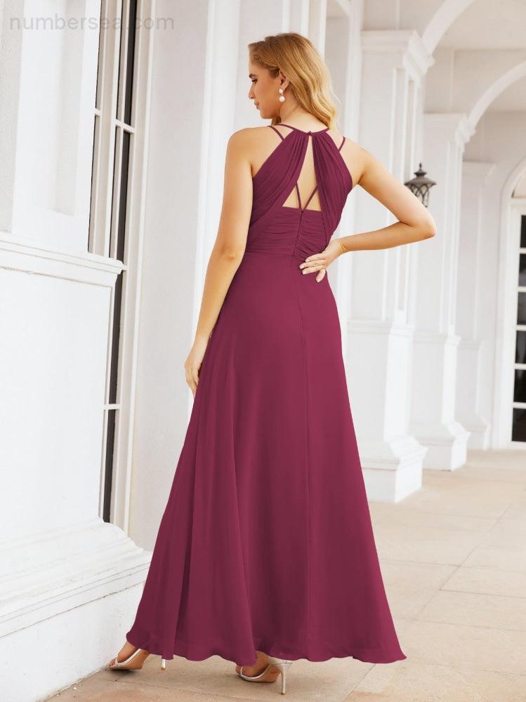 Double Spaghetti Straps Bridesmaid Dresses for Women Long Formal Party Dress Side Split 28051