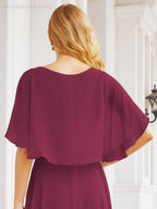 Bridesmaid Dresses for Wedding Formal Evening Party Prom Gown with Cape 28050
