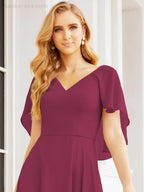 Bridesmaid Dresses for Wedding Formal Evening Party Prom Gown with Cape 28050