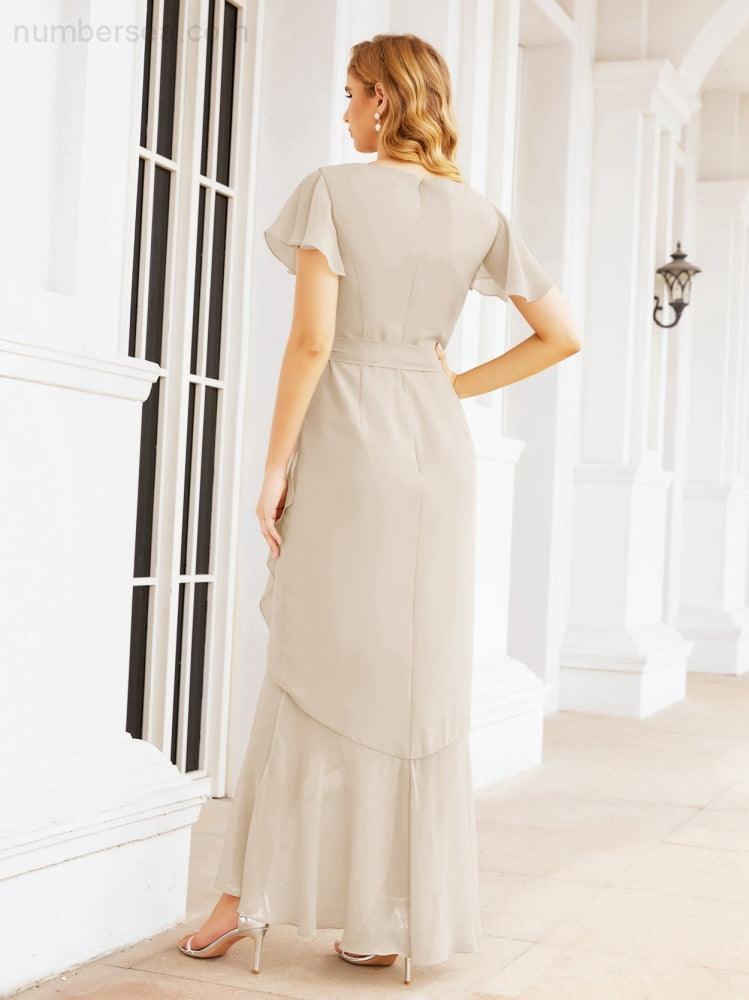 Ruffled Bridesmaid Dresses Mermaid Formal Violin Evening Party Prom Gowns 28042