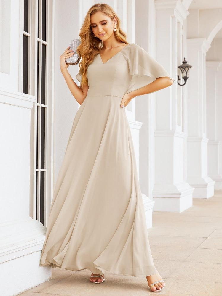 Bridesmaid Dresses for Wedding Formal Evening Party Prom Gown with Cape 28050