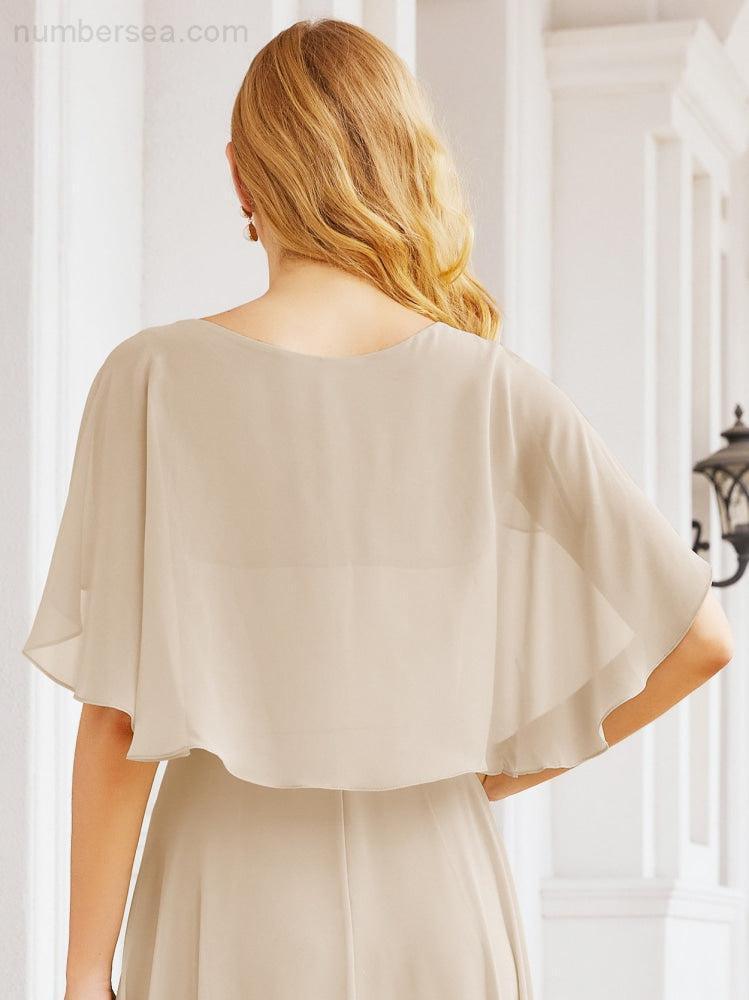 Bridesmaid Dresses for Wedding Formal Evening Party Prom Gown with Cape 28050