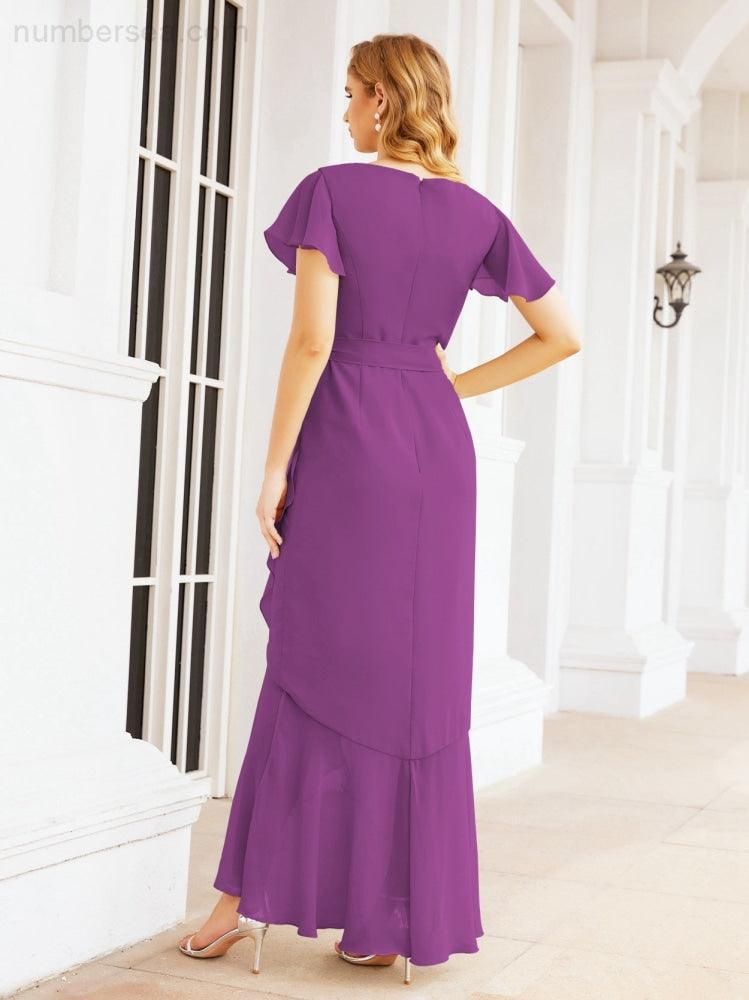 Ruffled Bridesmaid Dresses Mermaid Formal Violin Evening Party Prom Gowns 28042