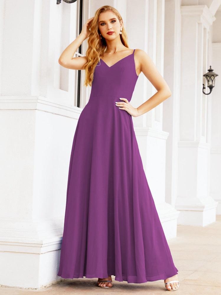 Spaghetti Strap Bridesmaid Dresses V Neck Butterfly Back Fromal Evening Party Prom Gown 28036