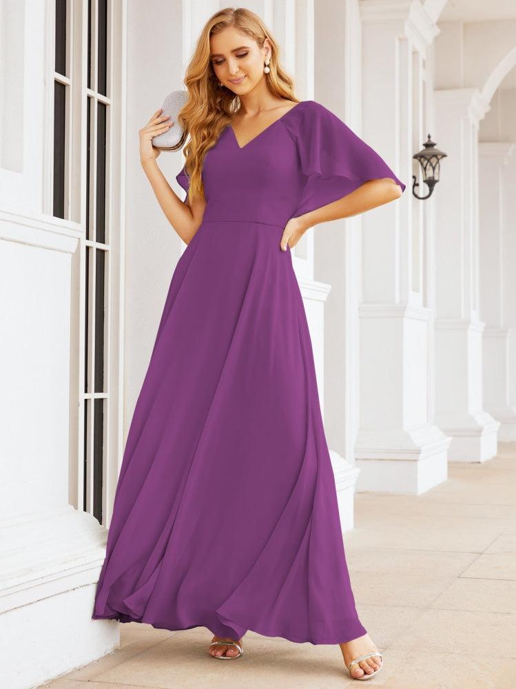 Bridesmaid Dresses for Wedding Formal Evening Party Prom Gown with Cape 28050