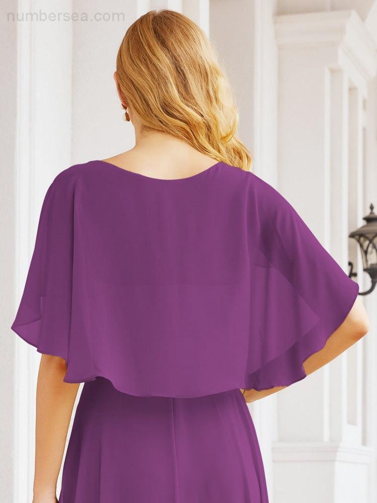 Bridesmaid Dresses for Wedding Formal Evening Party Prom Gown with Cape 28050