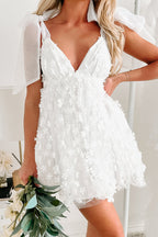 Blooming Love Floral Applique Tulle Organza Mini Dress