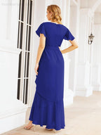 Ruffled Bridesmaid Dresses Mermaid Formal Violin Evening Party Prom Gowns 28042