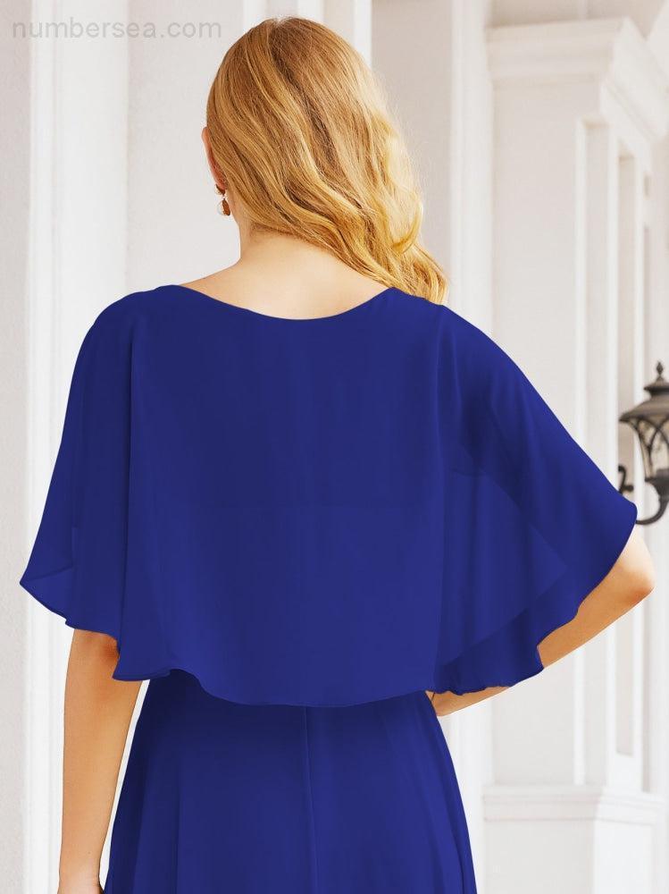 Bridesmaid Dresses for Wedding Formal Evening Party Prom Gown with Cape 28050