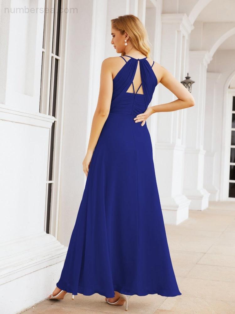 Double Spaghetti Straps Bridesmaid Dresses for Women Long Formal Party Dress Side Split 28051