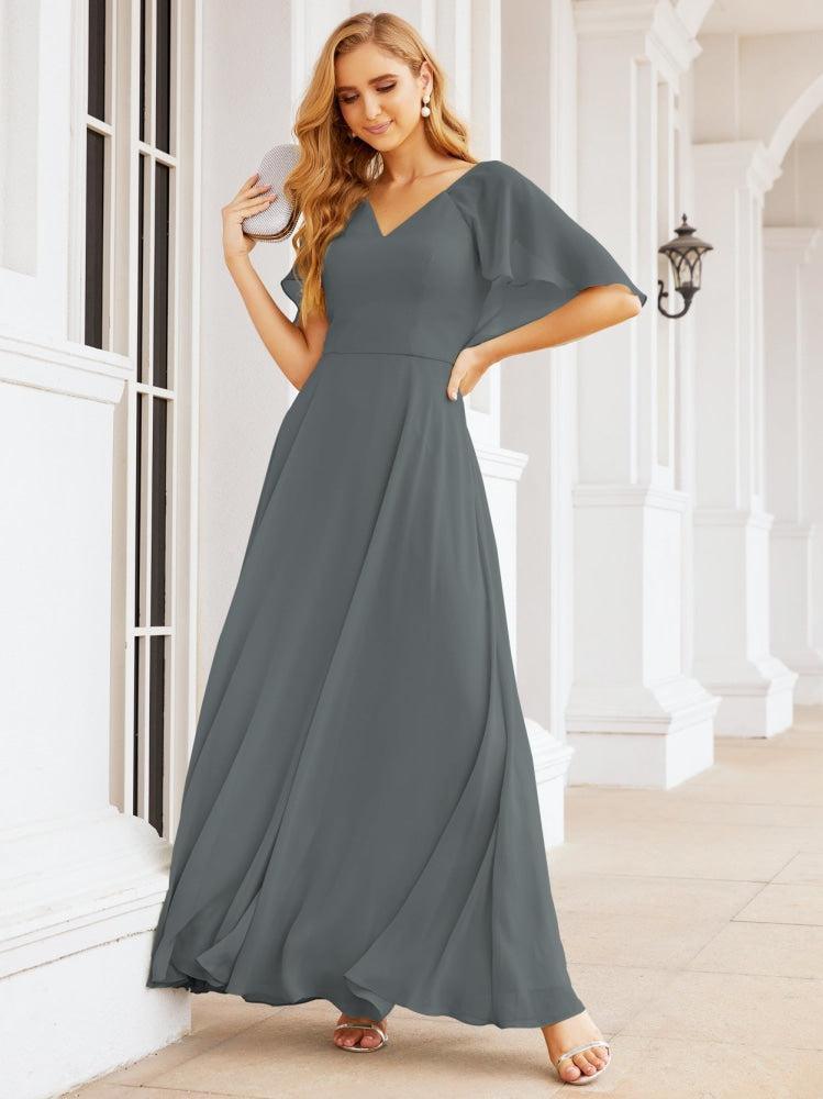 Bridesmaid Dresses for Wedding Formal Evening Party Prom Gown with Cape 28050