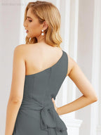One Shoulder Bridesmaid Dresses Long Formal Prom Gowns 28048