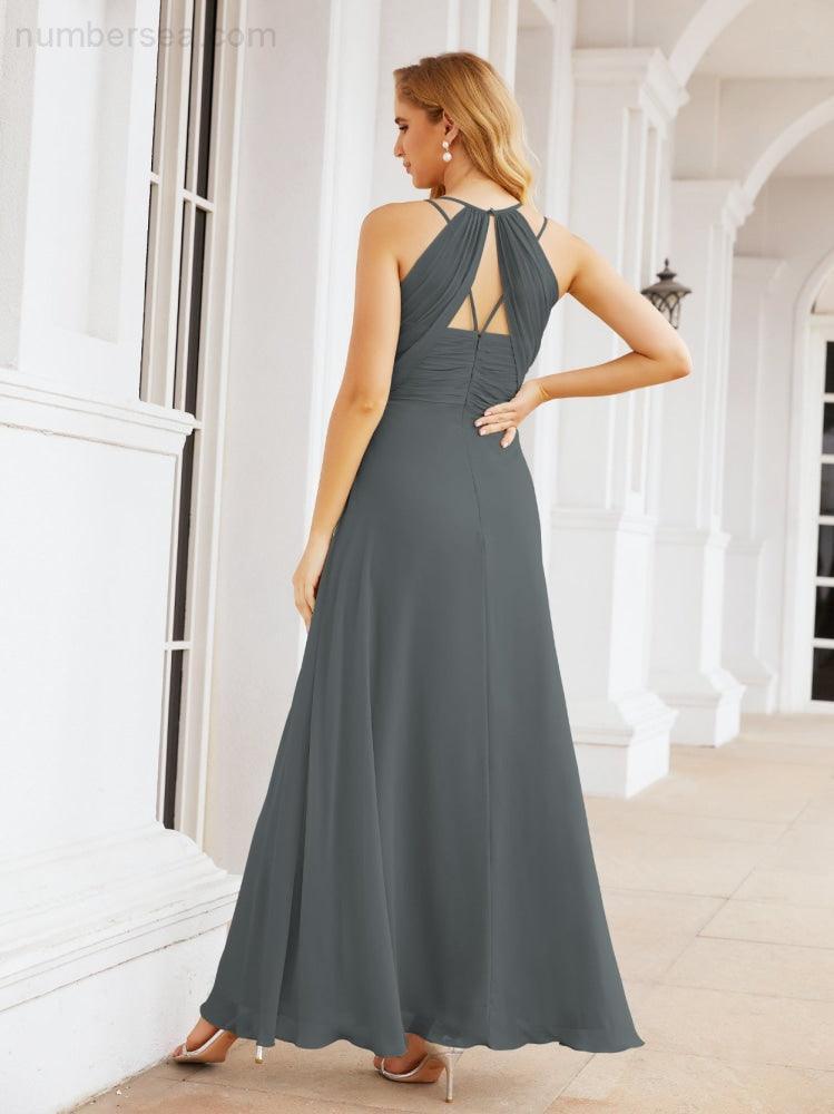 Double Spaghetti Straps Bridesmaid Dresses for Women Long Formal Party Dress Side Split 28051