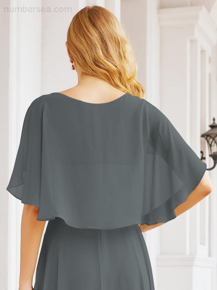 Bridesmaid Dresses for Wedding Formal Evening Party Prom Gown with Cape 28050