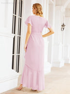Ruffled Bridesmaid Dresses Mermaid Formal Violin Evening Party Prom Gowns 28042