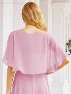 Bridesmaid Dresses for Wedding Formal Evening Party Prom Gown with Cape 28050