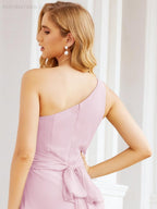 One Shoulder Bridesmaid Dresses Long Formal Prom Gowns 28048