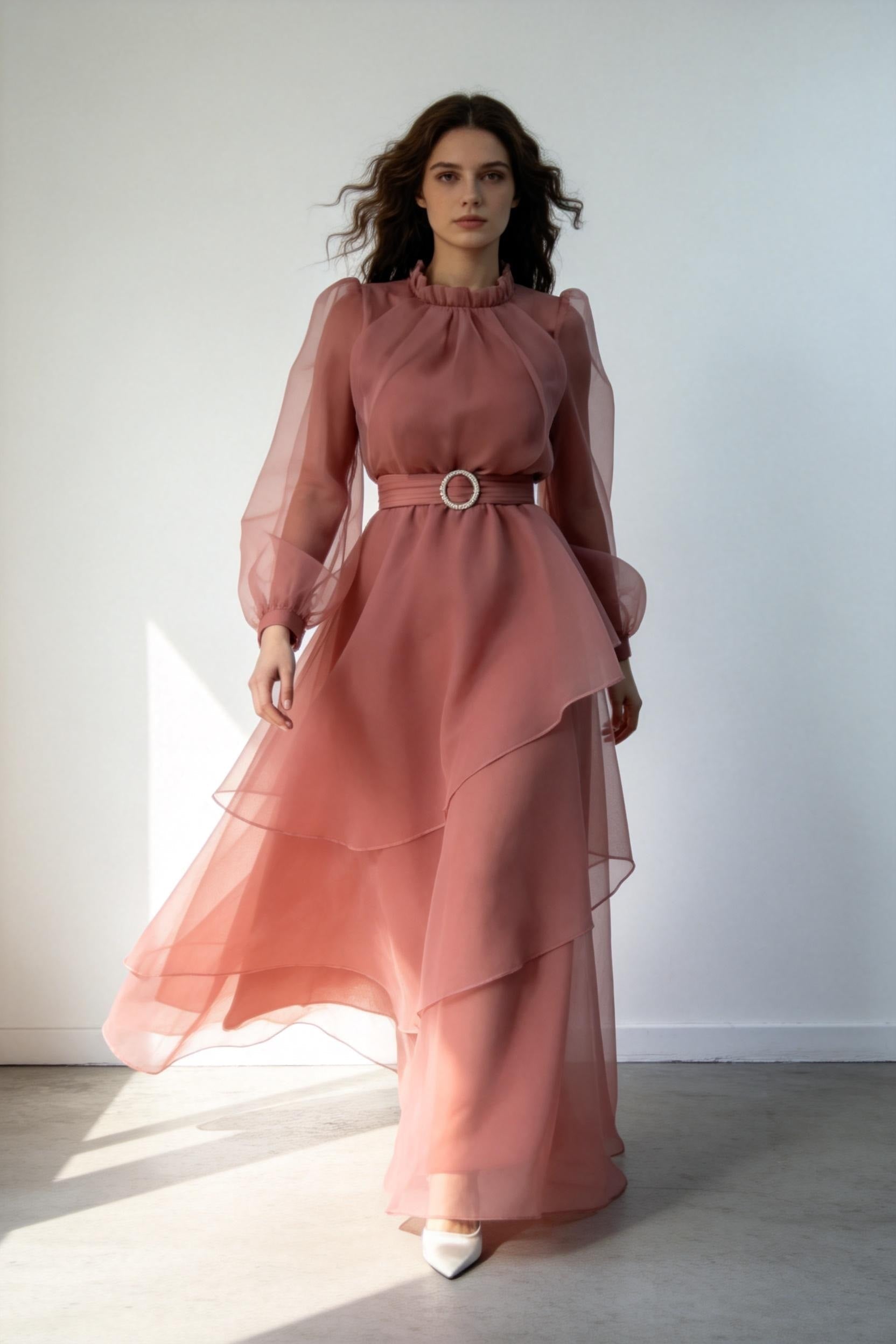 Charming A-line Long Sleeves Evening Dress Y5812