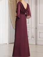 Sheath/Column Scoop Floor-Length Chiffon Mother of the Bride Dress With Pleated Beading