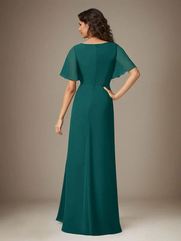 Dark Navy Sheath Beaded Chiffon Dress