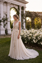 Charming V Neck Chiifon Appliques Beaded Prom Dress Wedding Dress Y8032 by simplepromdress