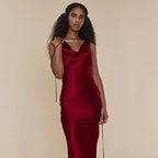 Women Clothing Cocktail Evening Dress Sling Swing Collar Dress Sexy Sexy Backless Lace Up Maxi Dress