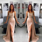 Long Mermaid Sweetheart Applique Lace Prom Dress with Slit
