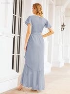 Ruffled Bridesmaid Dresses Mermaid Formal Violin Evening Party Prom Gowns 28042