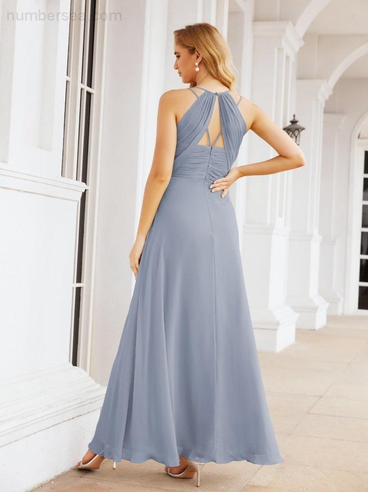 Double Spaghetti Straps Bridesmaid Dresses for Women Long Formal Party Dress Side Split 28051