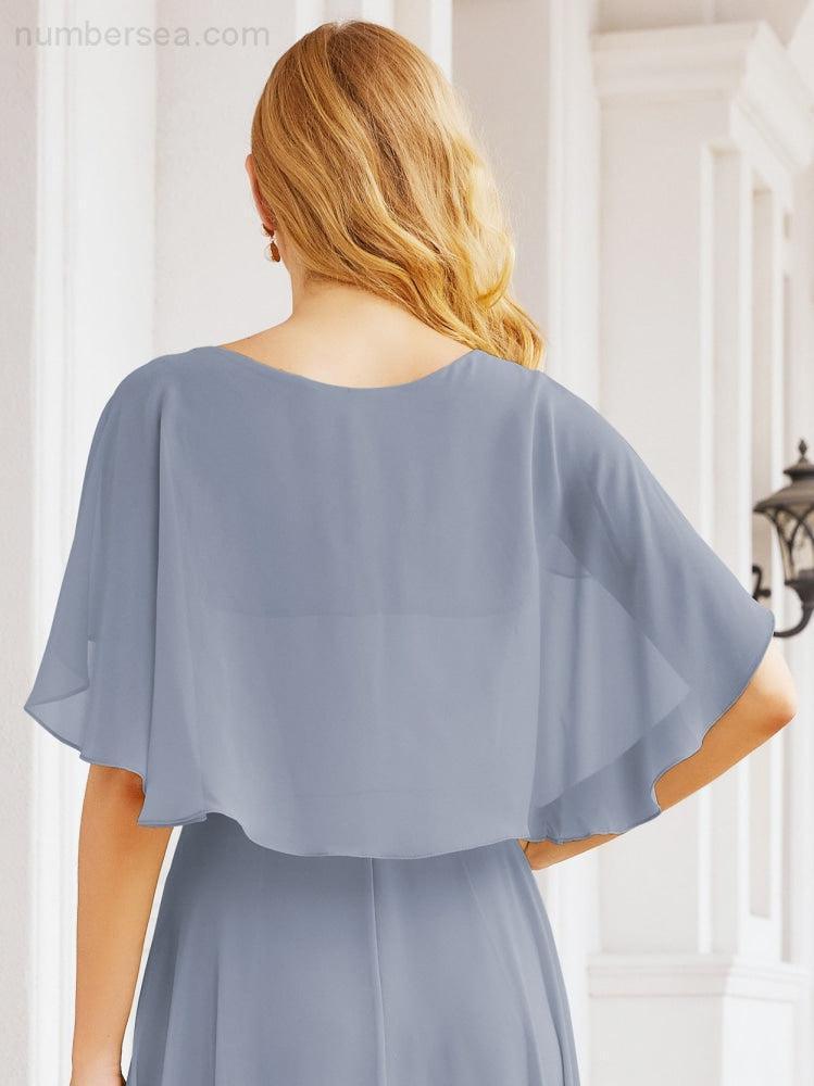Bridesmaid Dresses for Wedding Formal Evening Party Prom Gown with Cape 28050