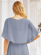 Bridesmaid Dresses for Wedding Formal Evening Party Prom Gown with Cape 28050