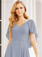 Bridesmaid Dresses for Wedding Formal Evening Party Prom Gown with Cape 28050
