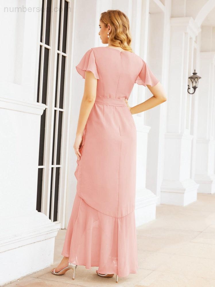 Ruffled Bridesmaid Dresses Mermaid Formal Violin Evening Party Prom Gowns 28042