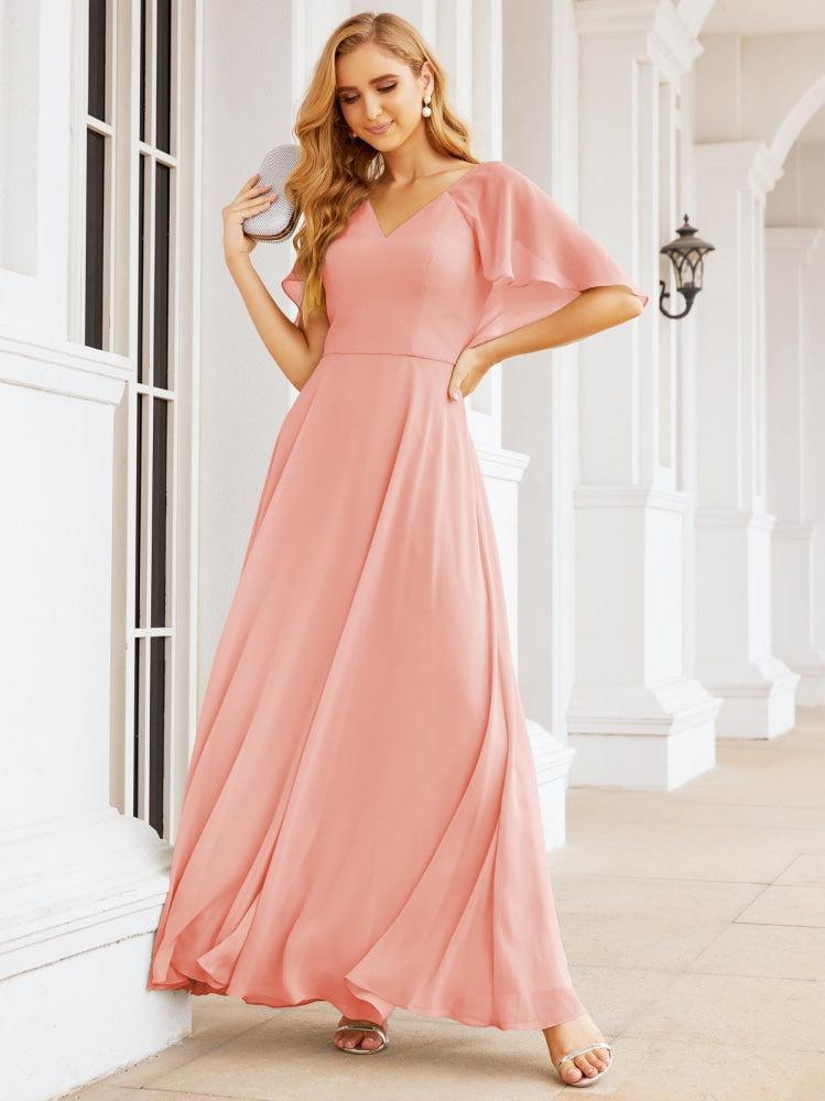 Bridesmaid Dresses for Wedding Formal Evening Party Prom Gown with Cape 28050