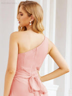 One Shoulder Bridesmaid Dresses Long Formal Prom Gowns 28048