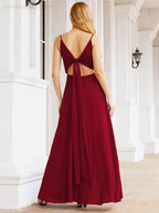 Spaghetti Strap Bridesmaid Dresses V Neck Butterfly Back Fromal Evening Party Prom Gown 28036