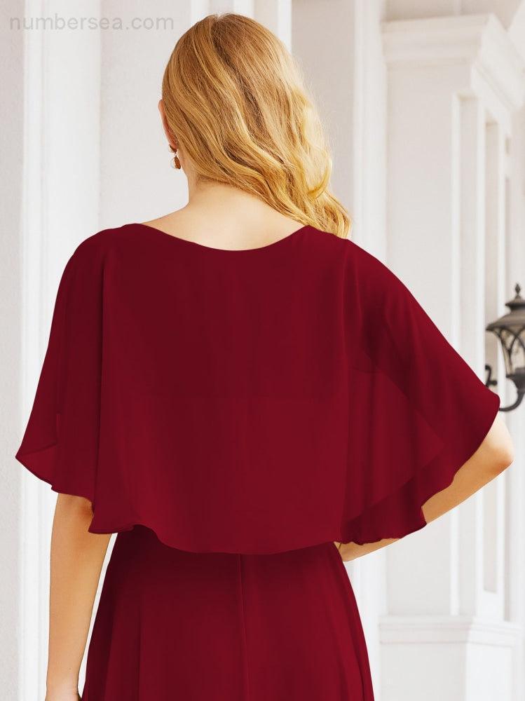 Bridesmaid Dresses for Wedding Formal Evening Party Prom Gown with Cape 28050