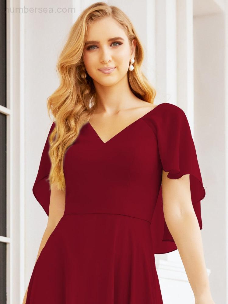 Bridesmaid Dresses for Wedding Formal Evening Party Prom Gown with Cape 28050
