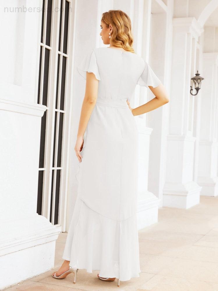 Ruffled Bridesmaid Dresses Mermaid Formal Violin Evening Party Prom Gowns 28042