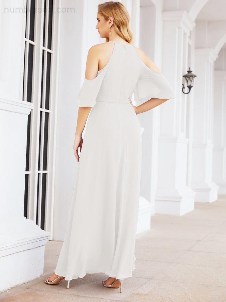 Cold Shoulder Bridesmaid Dresses A-Line Long Formal Evening Gowns 28074