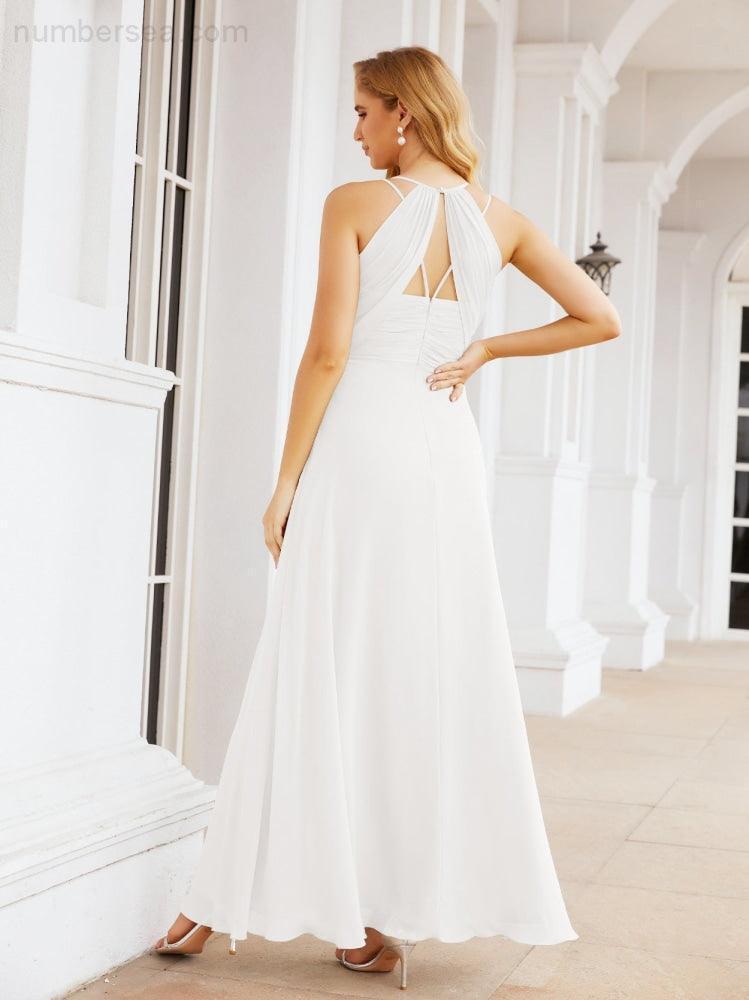 Double Spaghetti Straps Bridesmaid Dresses for Women Long Formal Party Dress Side Split 28051