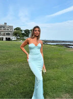 Sexy Halter Blue Sheath Prom Dress Long Evening Dress Bridesmaid Dress Y8233