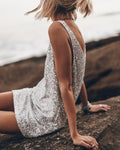 Sparkling Beach Sequin Relaxed Tank Mini Dress