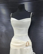 Elegant White Chiffon Mermaid Evening Dress Long Layered Prom Dress Y7716